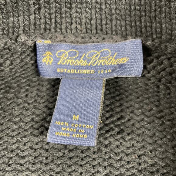Brooks Brothers Cardigan Sweater Mens Medium Knit Shawl Collar Shoulder Straps - Picture 3 of 14